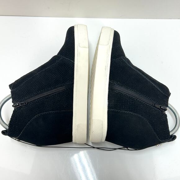 Steve Madden Flavy Wedge Heel Sneaker Shoes Suede Side Zipper Black Women Size 6 - Picture 7 of 12